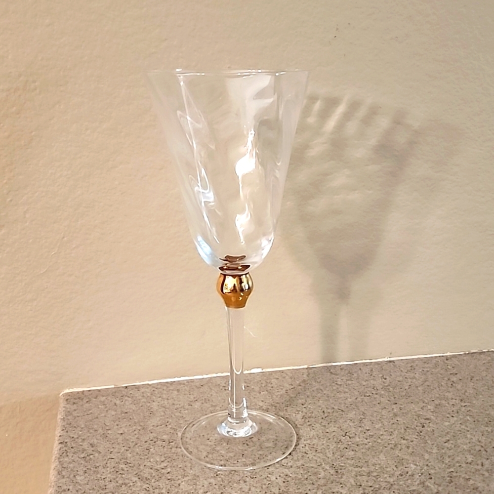 11 Pier One Fluted Wine Glasses with Gold Ball